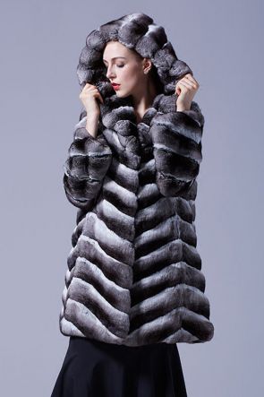 Hooded Chinchilla Fur Coat