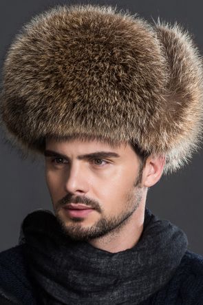 Men's American Raccoon Fur Trapper Hat