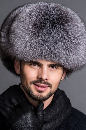 Men's Silver Blue Fox Fur Trapper Hat