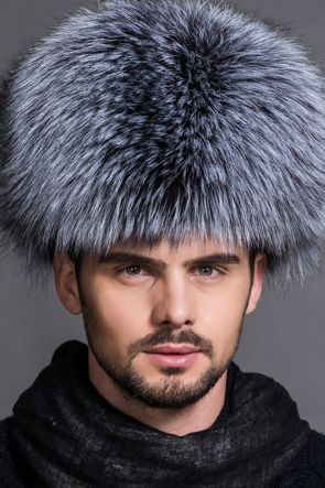 Men's Silver Fox Fur Trapper Hat