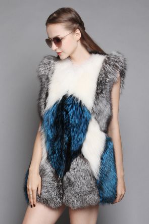 Multicolor Fox Fur Vest Waistcoat