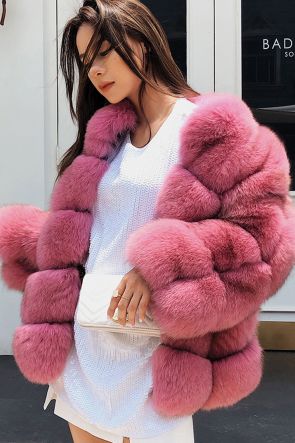 Fox Fur Coat - Pink