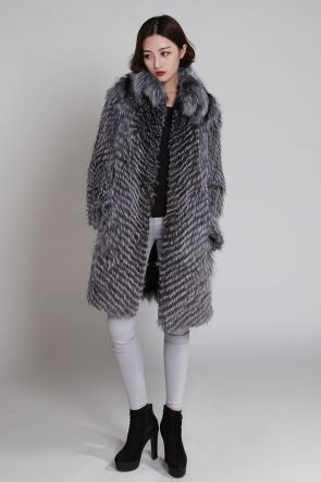 3/4 Length Silver Fox Fur Coat