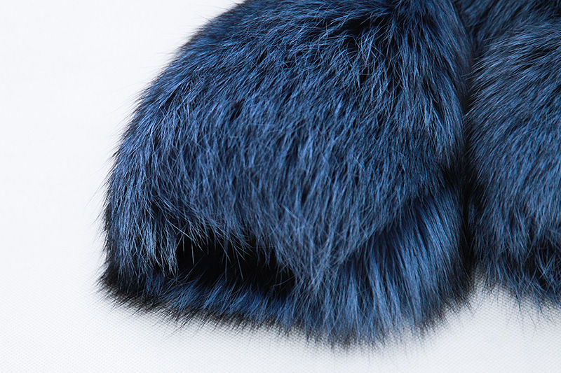 Cropped Silver Fox Fur Jacket in Blue 0005-5