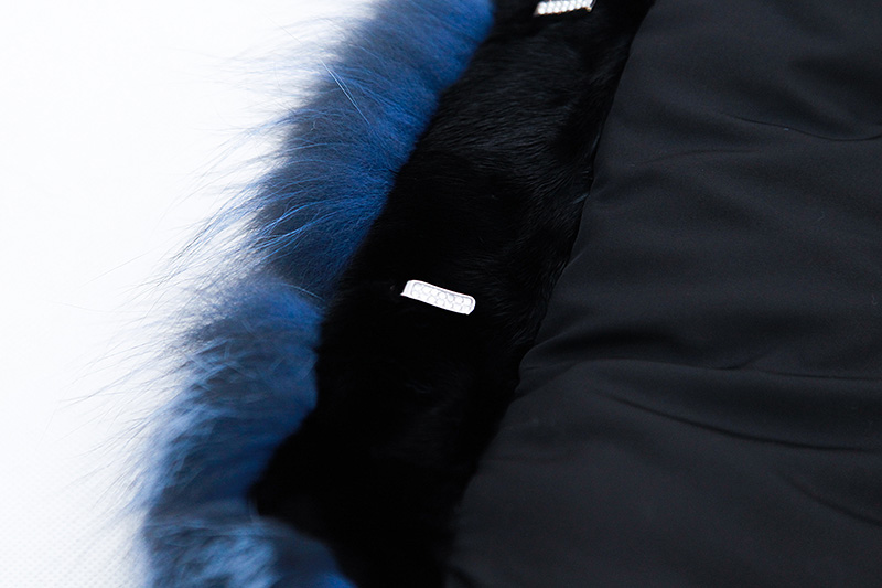 Cropped Silver Fox Fur Jacket in Blue 0005-7