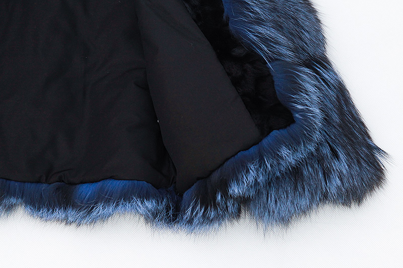 Cropped Silver Fox Fur Jacket in Blue 0005-8