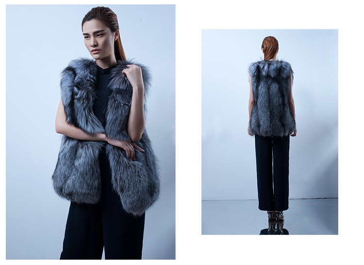 Silver Fox Fur Vest 074 Details 3