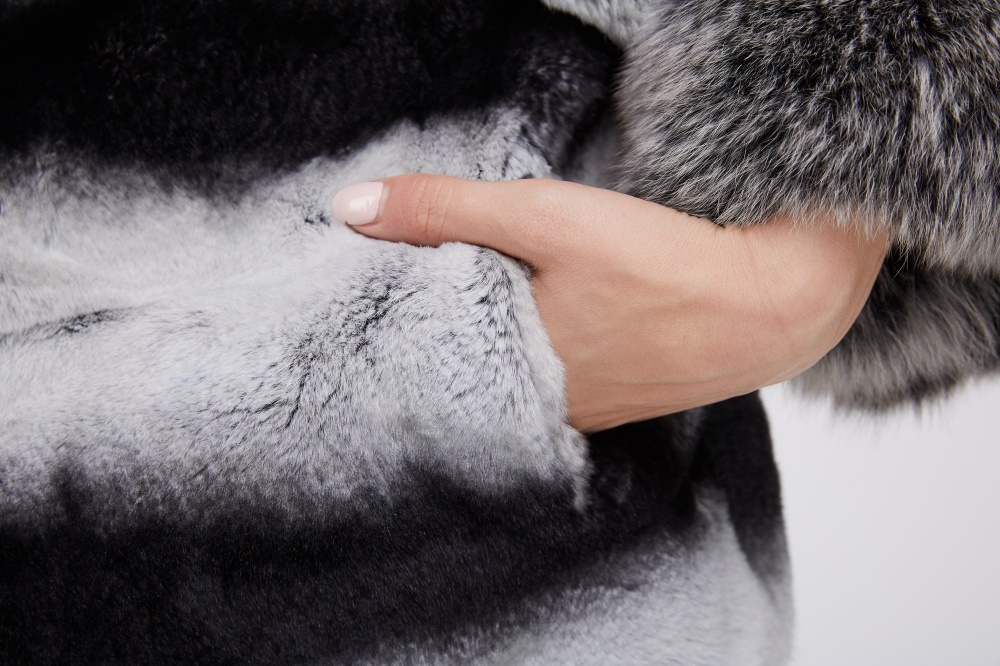 Fox Fur Trimmed Rex Rabbit Fur Jacket 210 Details 2