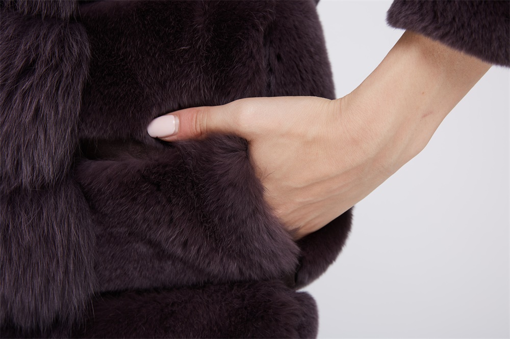 Rex Rabbit Fur Coat with Fox Fur Trim 212 Details 4