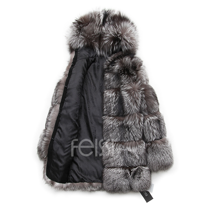 Silver Fox Fur Coat 254 Details 21