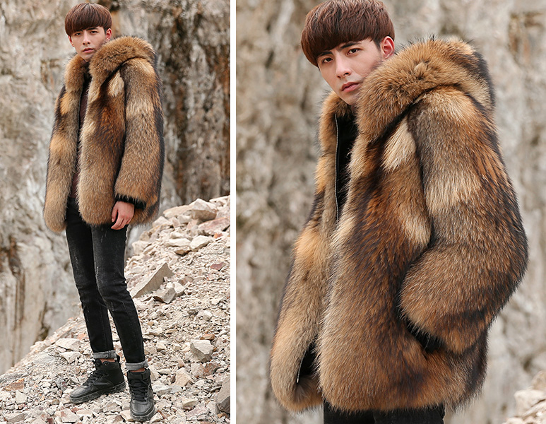 Men's Raccoon Fur Coat 355-1