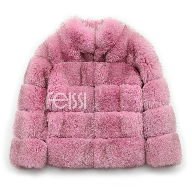 Fox Fur Jacket in Pink 986b-33