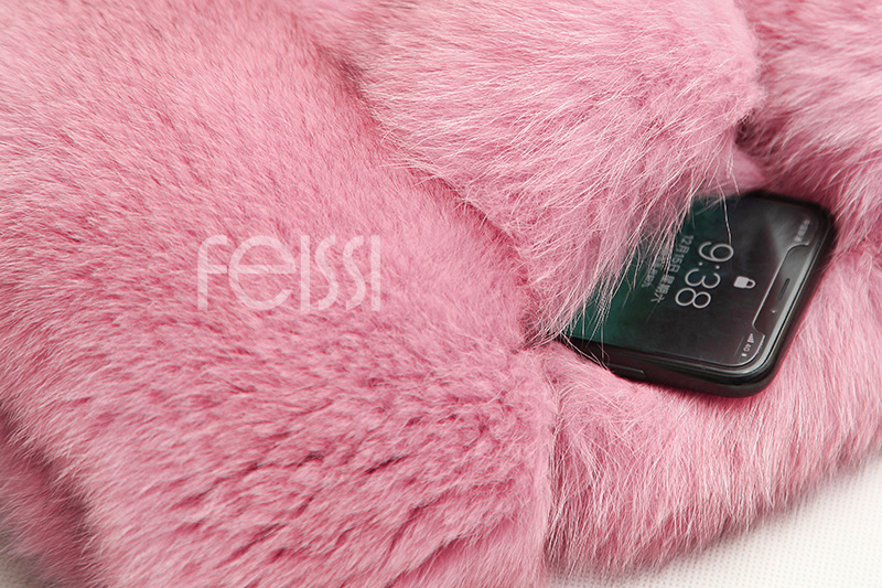 Fox Fur Jacket in Pink 986b-37
