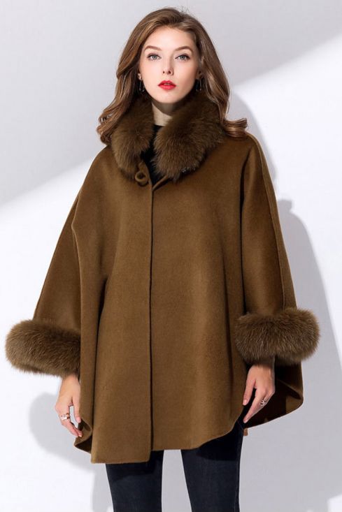 Cashmere Cape with Fox Fur Trim