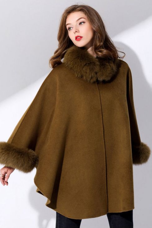 Fur trimmed cashmere sales