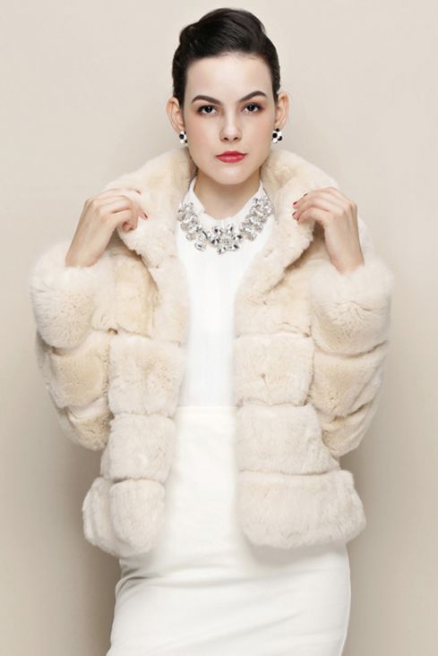 Cropped rabbit fur jacket sale
