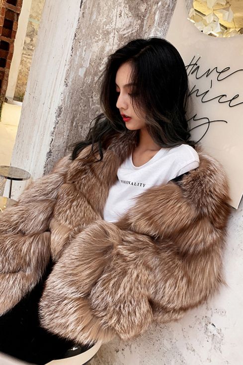Fox fur cropped jacket clearance