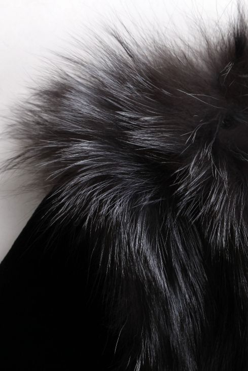 Silver Fox Fur Jacket with Rex Rabbit Fur Sleeves