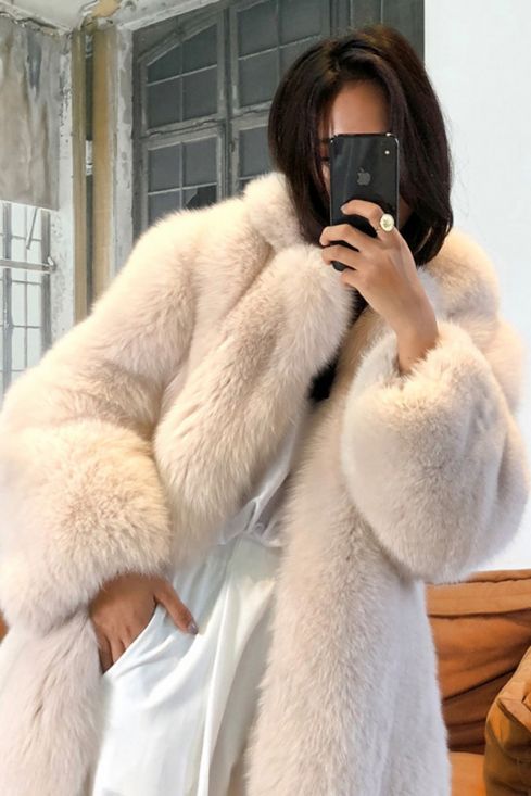 Men's White Fox Fur Coat