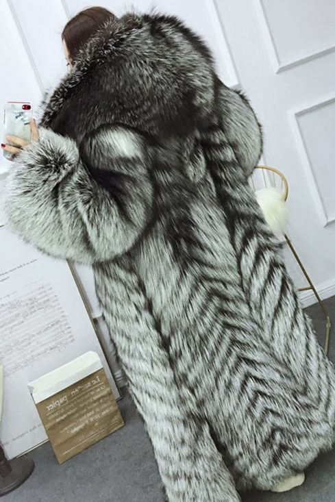 Long fox fur coat sales