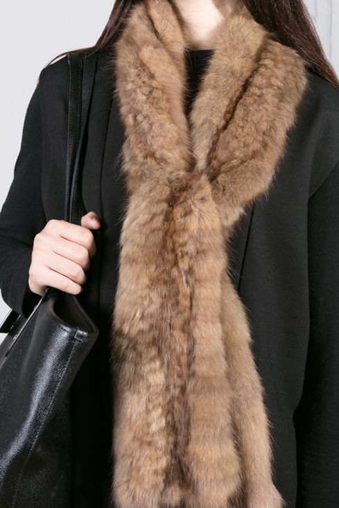 Knitted Sable Fur Scarf