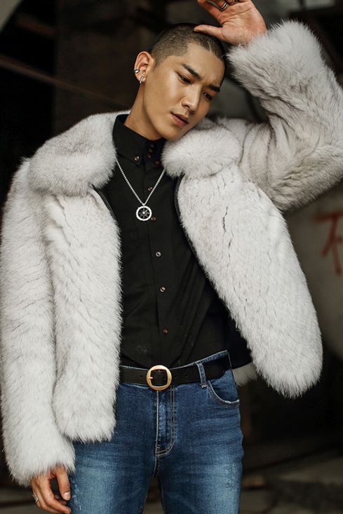 Men's fur bomber jacket online