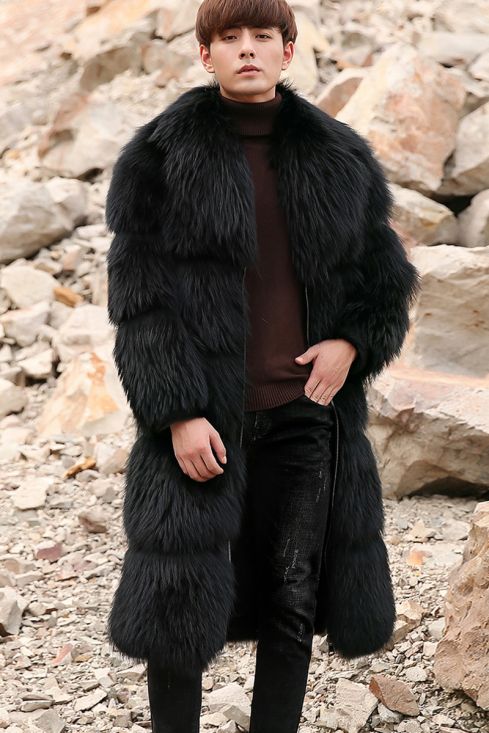 Mens racoon fur coat cheap