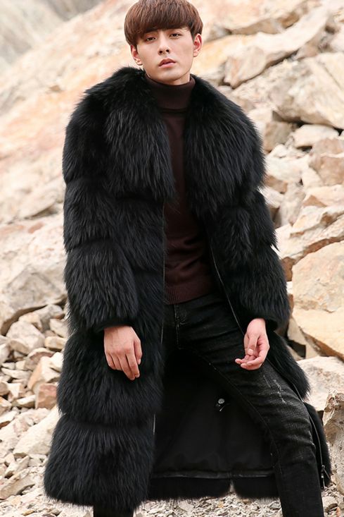 Full length raccoon fur cheap coat