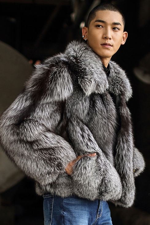 Men's Fox Fur Bomber Jacket