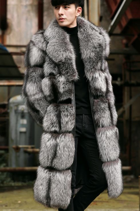 Men's Silver Fox Fur Coat