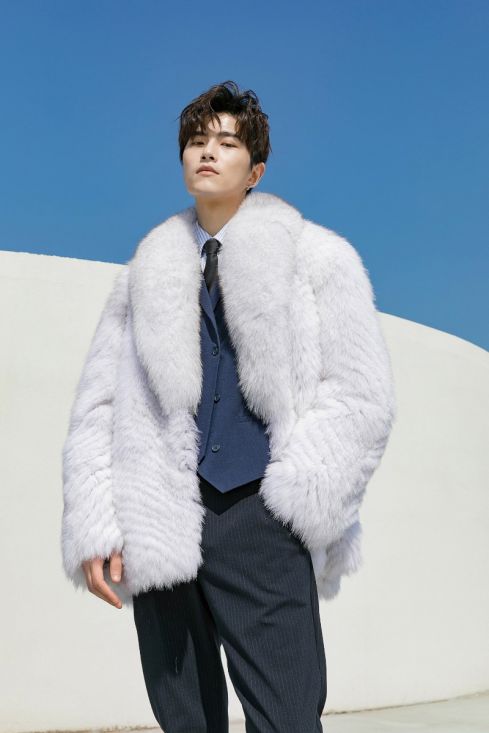 Men's White Fox Fur Coat