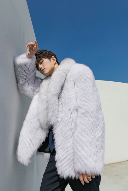 Men s White Fox Fur Coat