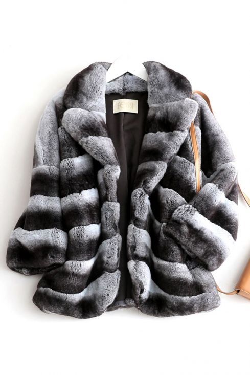 Rex Rabbit Fur Jacket with Chinchilla Fur Look