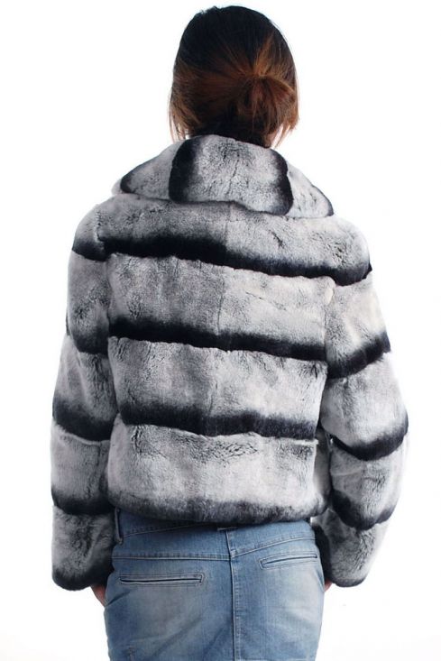 Rex Rabbit fur Jacket with Chinchilla Look