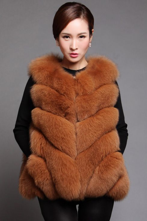 Womens fox fur vest store
