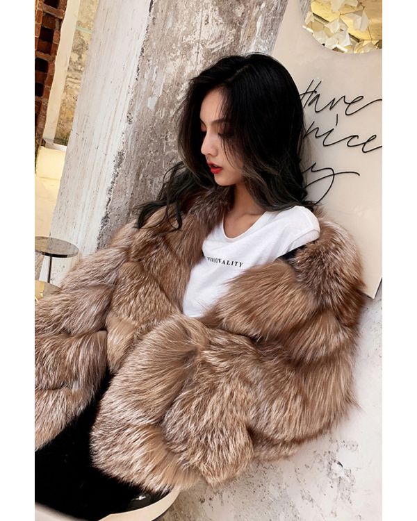 Fox fur cropped jacket discount
