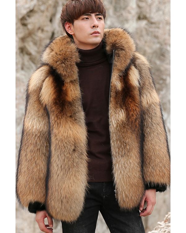 Mens raccoon fur store coat