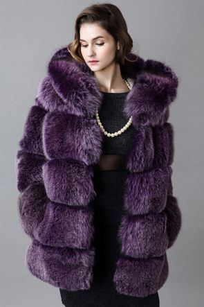 Hooded Fox Fur Coat