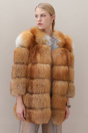Red Fox Fur Coat in Natural Golden
