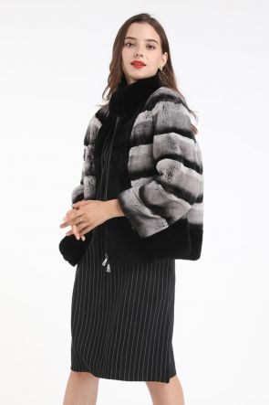Zipped Rex Rabbit Fur Jacket
