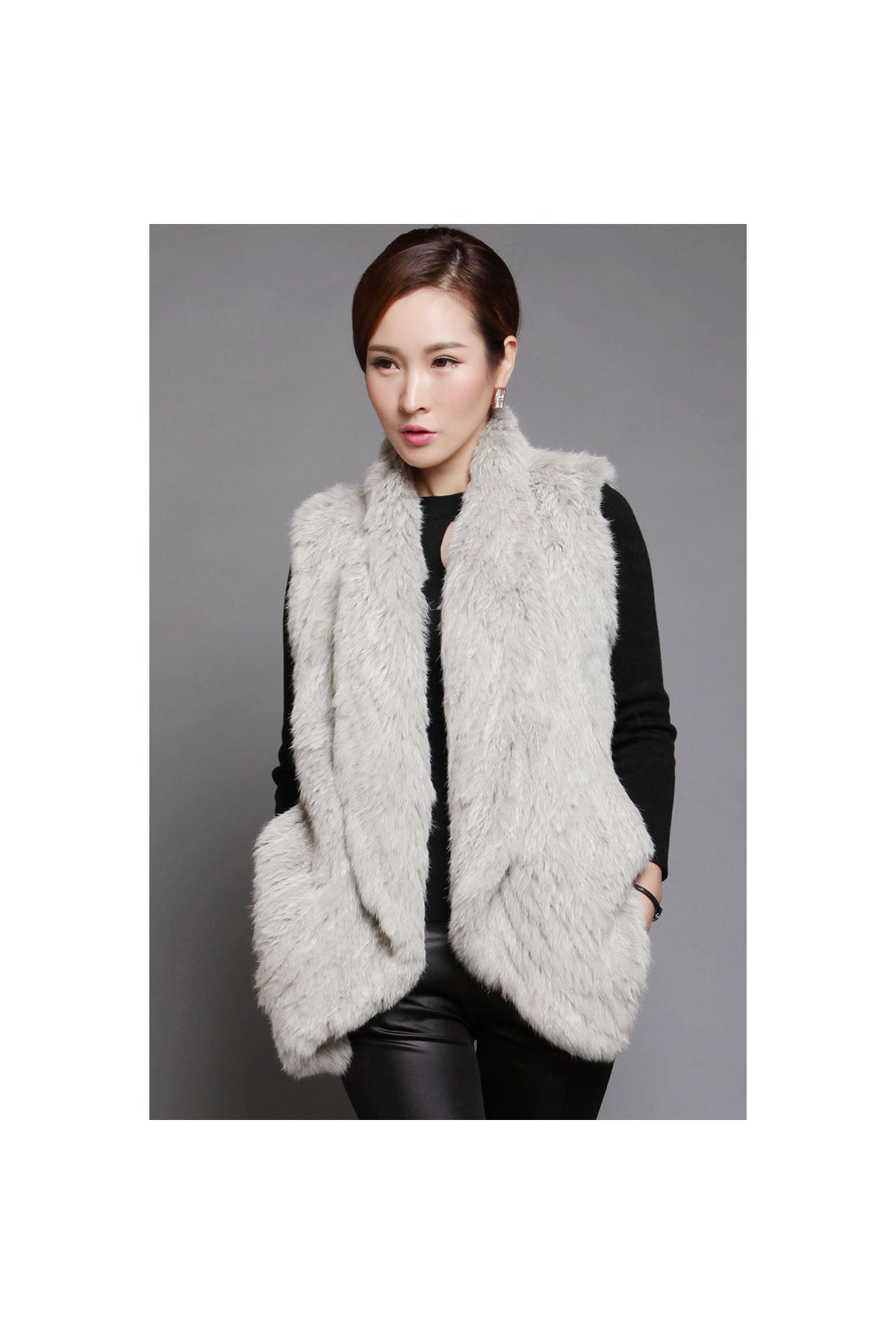 Knitted rabbit fur vest best sale