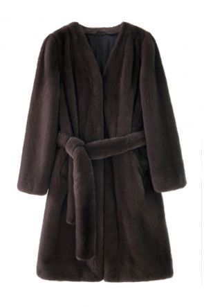 Belted Mink Fur Coat