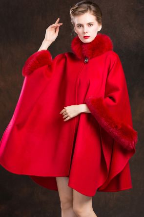 Cashmere Cape with Fox Fur Trim