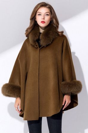 Cashmere Cape with Fox Fur Trim