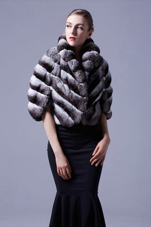 Chinchilla Fur Cropped Jacket Bolero Cape