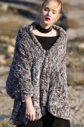 Chinchilla Fur Knitted Cape