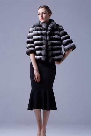 Cropped Chinchilla Fur Bolero Jacket