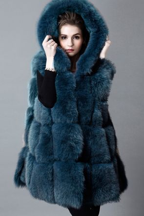 Hooded Fox Fur Vest