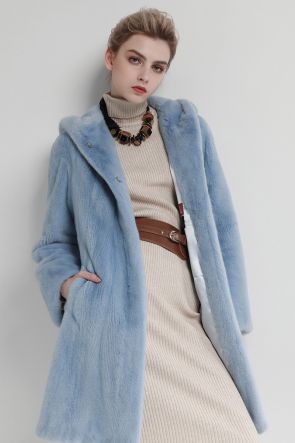 Hooded Mink Fur Coat