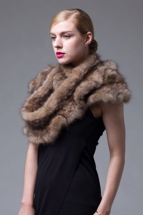 Knitted Sable Fur Infinity Scarf Wrap